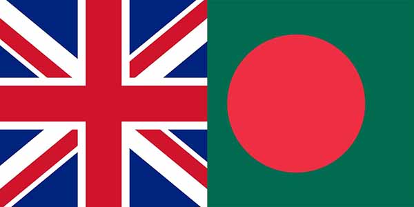 side-by-side Britain and Bangladesh flag Side-by-side Britian and Bangladesh flag